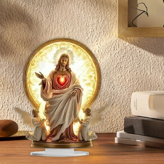 Seyotauo Acrylic Craft Ornament, Easter/Christmas Tabletop Beautiful 2D Ornament for Tabletop Decoration for Mantel Bedroom Shelf Fireplace, Religious Gift to Family and Friends, Devout Home Decor