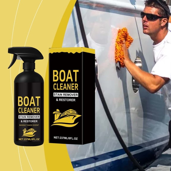 Seyotauo Boat Stain Remover Spray Powerful Hull Cleaner Degreaser for Fiberglass Paint Metal Upholstery Marine Grade Formula, Wax Enhancer for Yacht Deck Bilge and Interior Surfaces