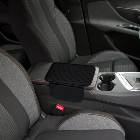 Seyotauo Car Center Console Cover, Leather Vehicle Armrest Cushion Pad with 2 Storage Bags, Auto Interior Middle Console Storage Box Protector Accessories, Universal for SUV, Sedan, Truck