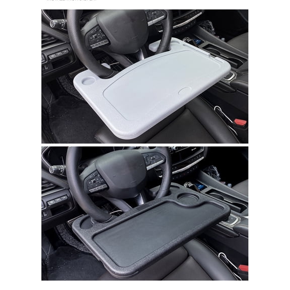 Seyotauo Car Steering Wheel Desk Tray, Multifunctional Car Mounted Small Table with Writing and Dining Side, Portable Laptop Stand for Car Office Travel Commute