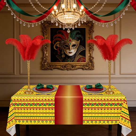 Seyotauo Carnival Party Plastic Tablecloths, 54x108 Inch Disposable Rec Red Blue Yellow Table Cloth Waterproof Circus Table Cover for Birthday Carnival Graduation Party Decorations Supplies