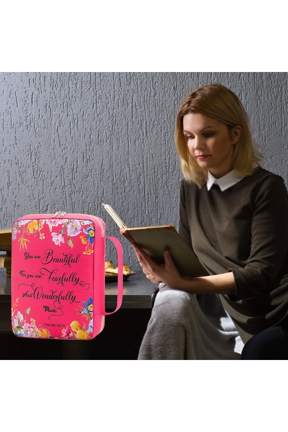 Carrying Case With Zipper Pocket Church Bag for Lady Ladies Bible Handbag Organizer Tote Purse for Women Religious Christian Motivational Gift Prayer Journal Notebook Holder Shoulder Satchel