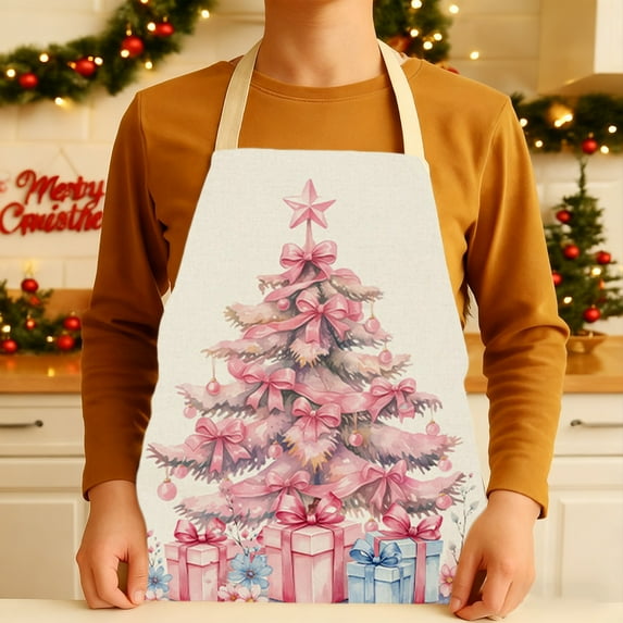 Seyotauo Christmas Aprons for Women with Pockets, Cooking Apron for Women Men Chef Mom Dad Kitchen Grilling BBQ Grill, Baking Gifts for Bakers Merry Christmas Party Decorations