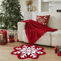 Seyotauo Christmas Rugs,16 Inch Non-Slip Thick Washable Extra Soft Shaggy Absorbent Snowflake Pattern Bathroom Mats,Quick Dry Plush Outdoor Rugs for Bedroom Bathroom Living Room Kitchen Floor Home