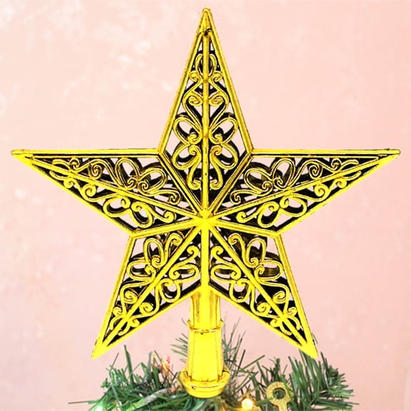 Seyotauo Christmas Tree Topper,Christmas Tree Star Topper 6 Inch Glittered 5 Point Star Treetop for Christmas Tree Decorations, Christmas Tree Star Ornaments Decorative for Home Xmas Holiday Party