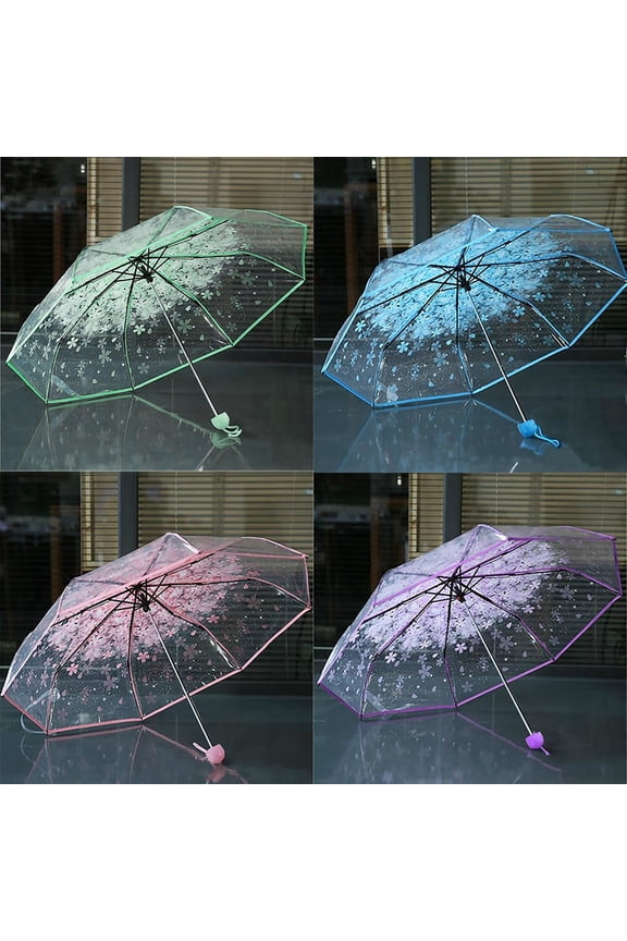 Clear Umbrella with UV Protection Windproof Compact Folding Portable Travel Umbrella for Women Men Lightweight Automatic Open Close for Commuting Outdoor Walking Beach Vacation