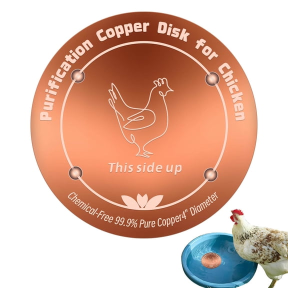 Seyotauo Copper Tray for Chicken Waterers, Natural Water Purification Disc, Rust-Proof Livestock Trough Plate, Farm Water Trough Cleaner Accessory for Poultry, Ranch Water Storage Tank Purifier