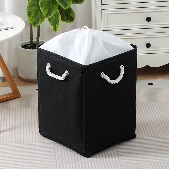 Seyotauo Corner Laundry Hamper Foldable Storage Basket, Collapsible Space Saving Clothes Hamper with Drawstring Closure and Sturdy Handles, Breathable Organizer for Laundry Room Bathroom Dorm