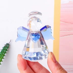 Seyotauo Crystal Guardian Angel Figurines Collectibles,2.7" Healing Angel Figurines for Women,Art Glass Heart Angel Statues for Thanksgiving Christmas Home Dollhouse Decor Memorial Gifts