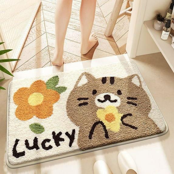 Seyotauo Cute Animal Bathroom Rug Mat, 16x24 inch, Extra Soft and Absorbent Bath Rugs, Machine Wash Dry, Non-Slip Carpet Mat for Tub, Shower, and Bath Room