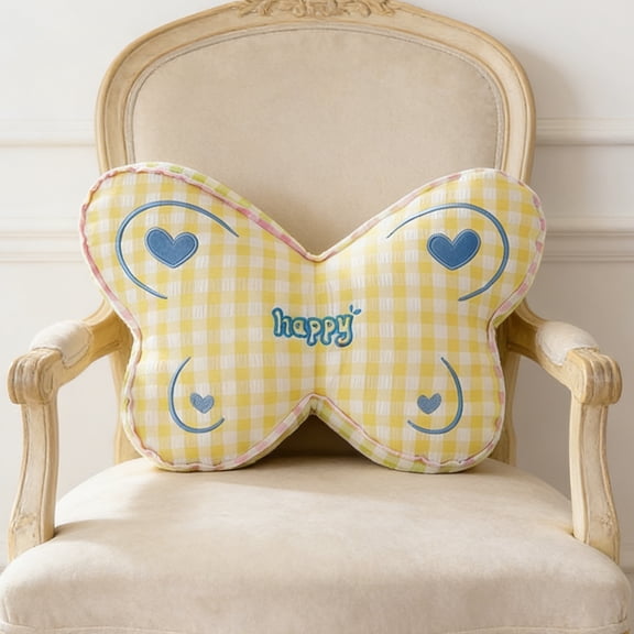 Seyotauo Cute Butterfly Reading Pillow Butterfly Shaped Bed Rest Pillow Wedge Backrest Back Support Pillow with Washable Cover for Spring Reading, Relaxing, Watching TV, Gaming