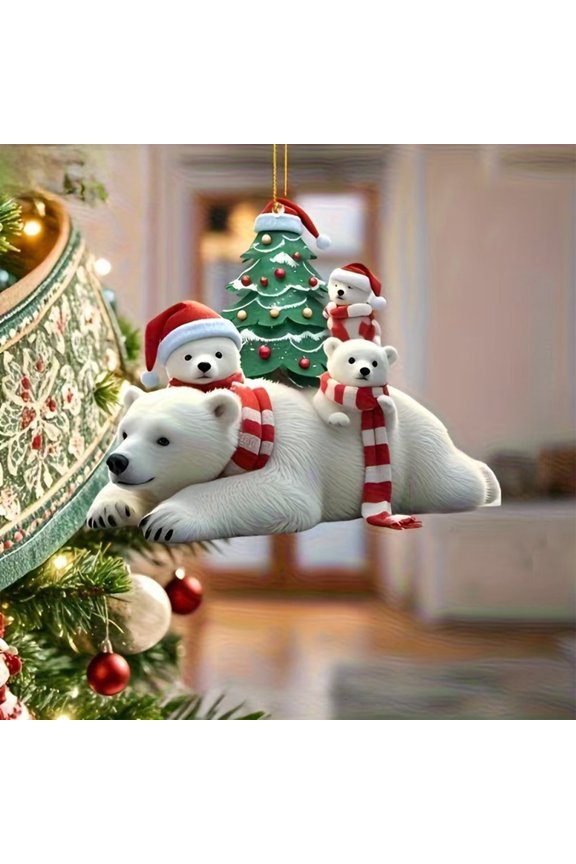 Cute Multicolor Acrylic Bear Pendant 3.15 Inch Christmas Tree Decoration Pendant Christmas Ornaments for Christmas Tree Door Wall Home Indoor Outdoor Christmas Holiday Decor