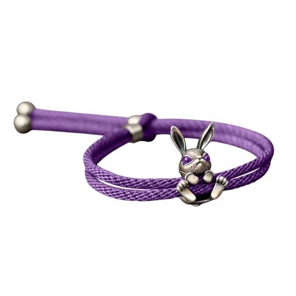 Seyotauo Cute Rabbit Link Chain Bracelet for Women Weave Out Bunny Adjustable Animal Bangle Bracelets Fashion Handmade Jewelry Birthday Easter Day Gift Wife Girlfriend