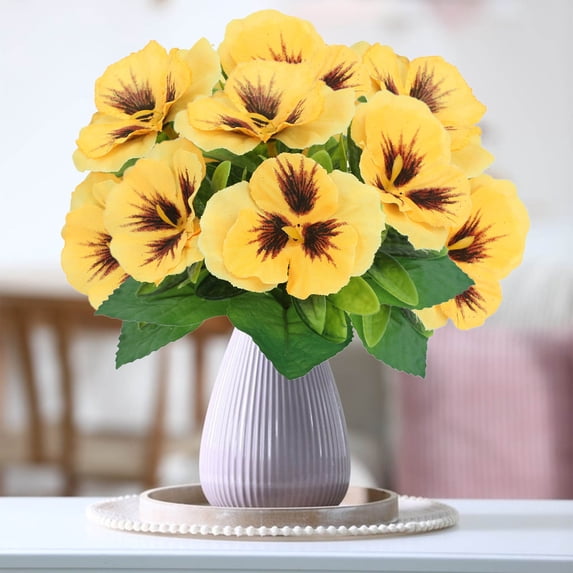 Seyotauo Fake Flowers Pansy African violets Small Wild Flower Daisy Faux Plastic Multicolor Flowers for Home Wedding Kitchen Garden Table Centerpieces Indoor Outdoor Decor
