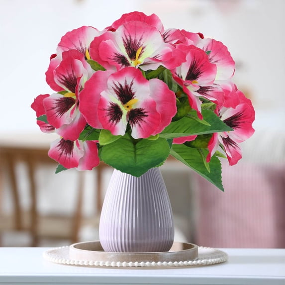 Seyotauo Fake Flowers Pansy African violets Small Wild Flower Daisy Faux Plastic Multicolor Flowers for Home Wedding Kitchen Garden Table Centerpieces Indoor Outdoor Decor