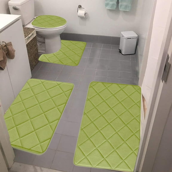 Seyotauo Foam Bath Mat Set, Water Absorbent Quick Dry Bathroom Rugs, with Memory Foam Padding, Soft Comfortable Floor Mats for Master Bath, Shower, Tub Side, Vanity and Home Bathroom Decoration