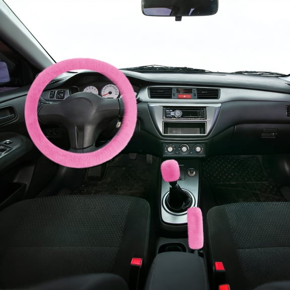 Seyotauo Fuzzy Steering Wheel Cover, Soft Wool Fur Steering Wheel Protector, Fluffy Wheel Covers for Winter Warm, Car Interior Decoration Accessories for Women Men