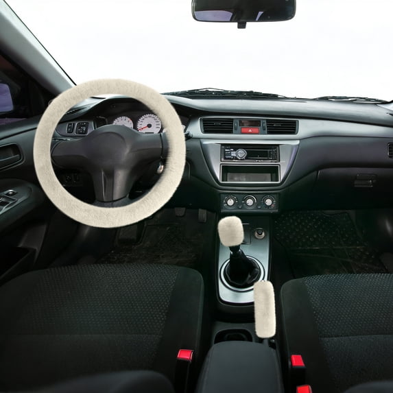 Seyotauo Fuzzy Steering Wheel Cover, Soft Wool Fur Steering Wheel Protector, Fluffy Wheel Covers for Winter Warm, Car Interior Decoration Accessories for Women Men