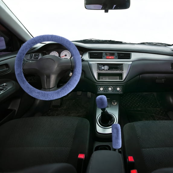 Seyotauo Fuzzy Steering Wheel Cover, Soft Wool Fur Steering Wheel Protector, Fluffy Wheel Covers for Winter Warm, Car Interior Decoration Accessories for Women Men