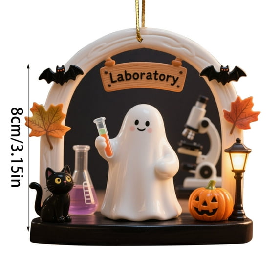 Seyotauo Halloween Spooky Ornament, Ghost 2D Flat Acrylic Ornament, Halloween Ghost Hanging Ornaments, Ghosts Book Lover, for Friends/Kids/Family