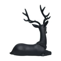 Seyotauo Imitation Metal Reindeer Christmas Decor, Reindeer Statues Imitation Metal Reindeer Sculpture, Black Finish European-Style Modern Decorative, 2026 Reindeer Christmas Tabletop Ornaments