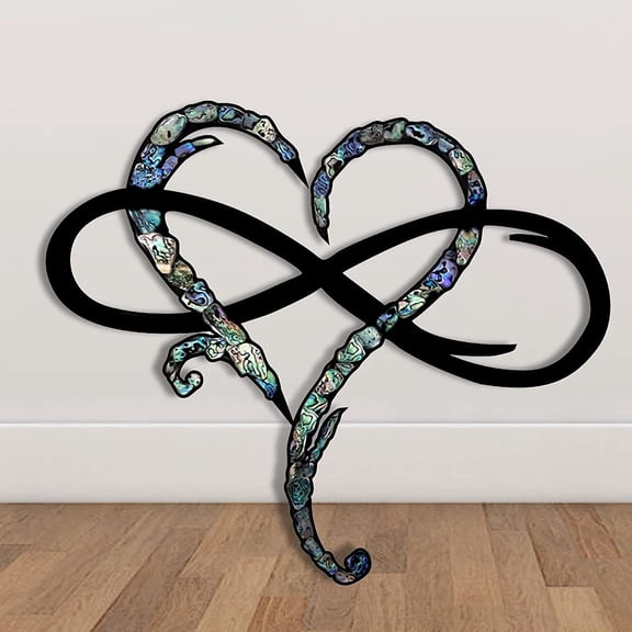 Seyotauo Infinity Heart Wall Decor, Unique Infinity Heart Metal Wall Art Decor Love Sign Steel Wall Plaques Bedroom Ornaments for Home Wedding Decor, Room Living Room Decoration, 10 X 12 inch