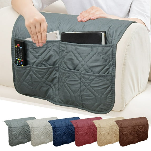 Seyotauo Innovation Storage Bag Anti Slip Sofa Armrest Organizer Arm Chair Bedside Caddy Storage Organizer For Recliner Couch With 6 Pockets For Cell Phone Tv Remote Control Magazines