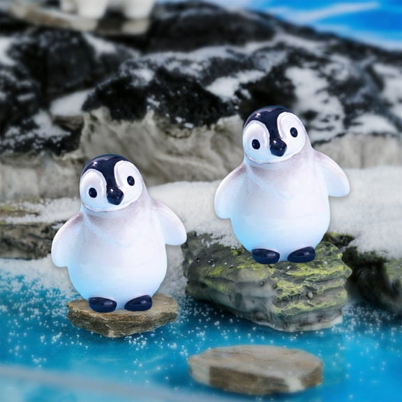 Seyotauo Miniature Penguin and Polar Bear Figurines Resin Arctic Animal Decorations for DIY Crafts Home Decor and Garden Landscape