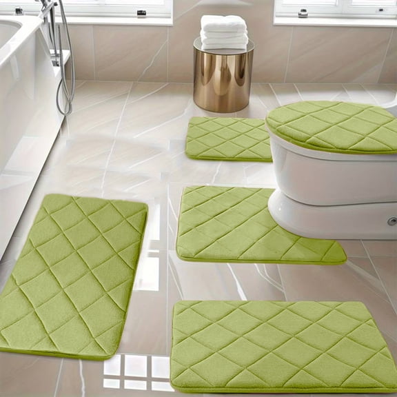 Seyotauo Plush Bath Mat, Super Soft Absorbent Quick-Dry Non-Slip Bathroom Rug, Modern Velvet Floor Mat, Waterproof Bottom for Master Bath, Shower Tub Side, Vanity and Home Bathroom Decoration