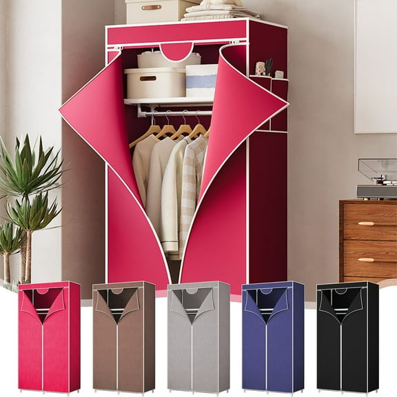 Seyotauo Portable Closet Wardrobe for Hanging Clothes,Sturdy Large Wardrobe Closet for Bedroom Free Standing Clothes Rack with Cover