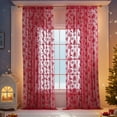thumbnail image 1 of Seyotauo Red Lace Curtains Christmas Curtains for Living Room Bedroom Christmas Tree Santa Snowflake Embroidery Decor Drapes Rod Pocket Light Filtering French Window Curtain 2 Panels Set, 39x55 inch, 1 of 7