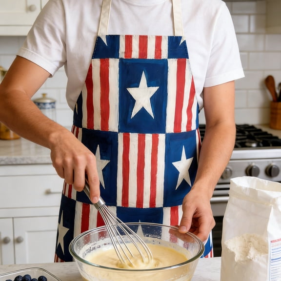 Seyotauo Rustic Usa Flag Vintage American Patriotic Us Apron, Bib Apron with Adjustable Neck for Men Women,Suitable for Home Kitchen Cooking Waitress Chef Grill Bistro Baking BBQ Apron
