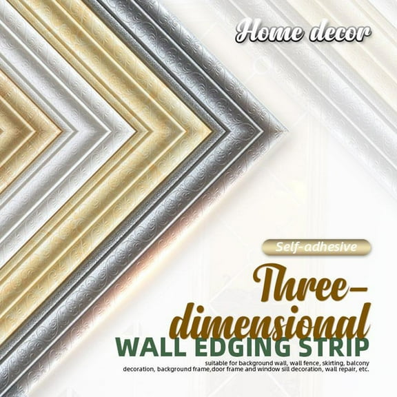 Seyotauo Self-adhesive 3D Wall Trim Molding Border Decorative Foam Edge Strip for Wall Decor, Skirting Board, Door Frame, Window Sill, Wall Repair, Background Wall Decoration, Home Improvement