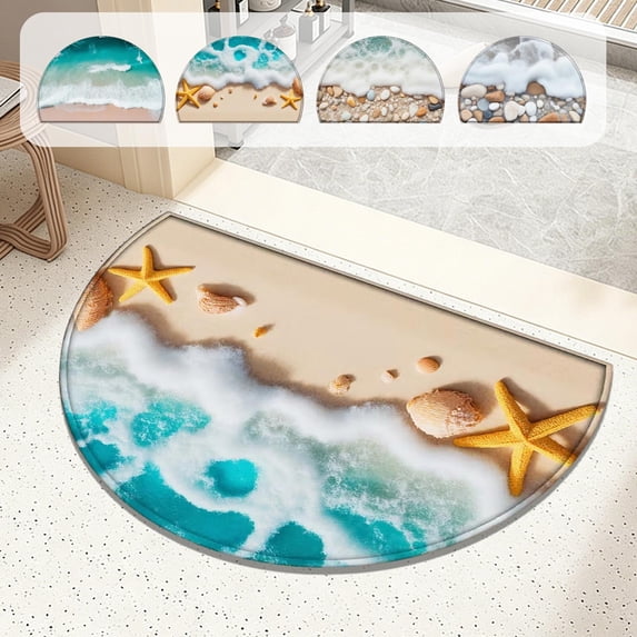 Seyotauo Semicircle Door Mat, Absorbent Soft Durable Quick Dry Stain Proof for Entrance Bathroom Kitchen Hallway Living Room Home Indoor Entryway, Floor Protection and Cleanliness Maintenance