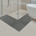 thumbnail image 1 of Seyotauo Shaggy Bathroom Rug, L-Shaped Dark Grey Bath Mat, Non Slip Corner Shower Mat, Water Absorbent Soft Bath Rug, Fluffy Washable Rug Carpet for Square Shower, Tub, Bath Room, 1 of 7