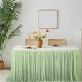 thumbnail image 1 of Seyotauo Table Decoration Rectangle Stretch Ruffle Tulle Tablecloth Spandex Fitted Table Cover for Tables White Tulle Table Skirts Rectangle Tables Elastic Party Wedding Table Cover, 1 of 6