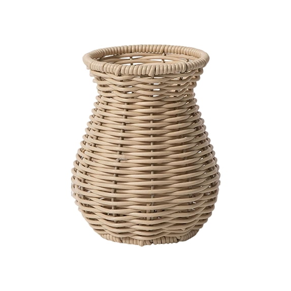 Seyotauo Tabletop Woven Rattan Vase for Flowers, Rustic Country Style Rattan Basket Vase, Farmhouse Small Wicker Woven Bouquet Vase Table Centerpiece for Home Decor