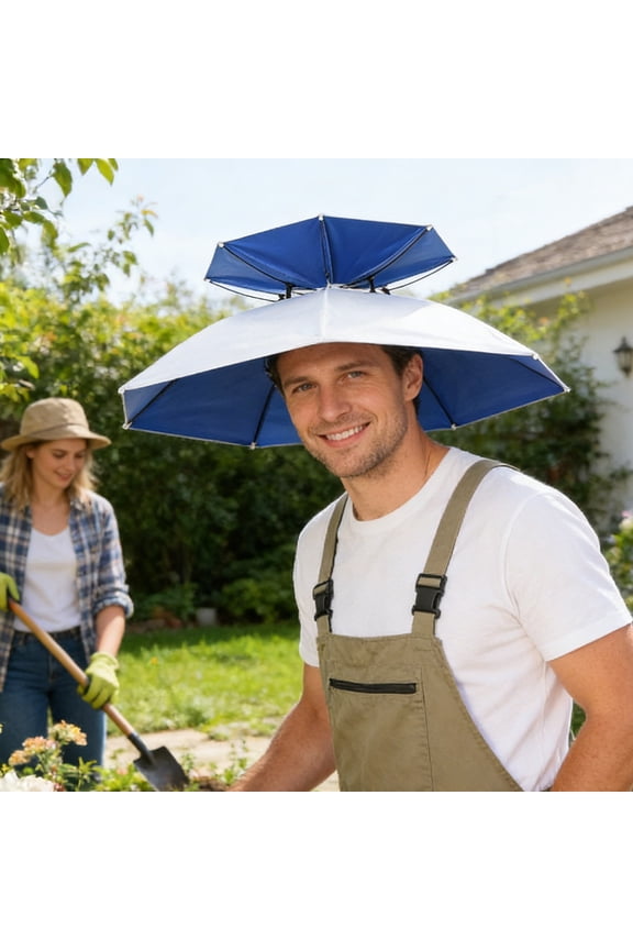 Umbrella Hat, Fishing Umbrella Hat Hands Free Foldable UV Protection Umbrella Cap, Headwear for Fishing Golf Camping Beach Gardening Sunshade Outdoor Large Folding Umbrella