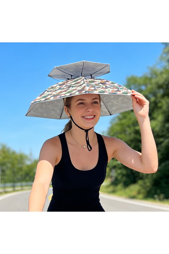 Umbrella Hat, Fishing Umbrella Hat Hands Free Foldable UV Protection Umbrella Cap, Headwear for Fishing Golf Camping Beach Gardening Sunshade Outdoor Large Folding Umbrella