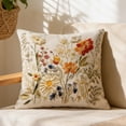 thumbnail image 1 of Seyotauo Wildflower Faux Embroidery Print 18x18 Inch Throw Pillow Cover Boho Embroidered Floral Decorative Soft Cushion Case Spring Summer Fall Christmas Home Decor Gift Sofa Luxury Flower Pillowcase, 1 of 6