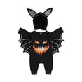 thumbnail image 1 of Seyurigaoka 2 Pcs Halloween Baby Girl Boy Rompers Set Letter/ Bat Print Bat Sleeve Jumpsuit and Hat for Newborn Toddler Kids, 1 of 9