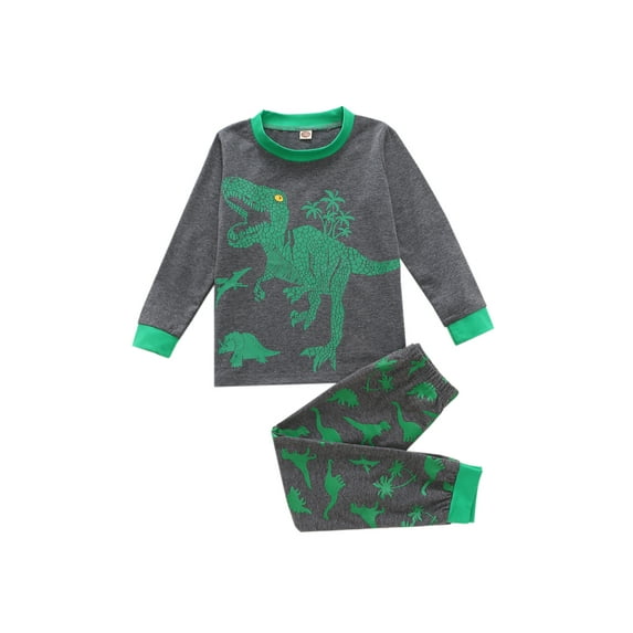 Seyurigaoka 2Pcs Kids Toddler Boys Fall Pants Set Long Sleeve Dinosaur T-Shirt Outfits Set