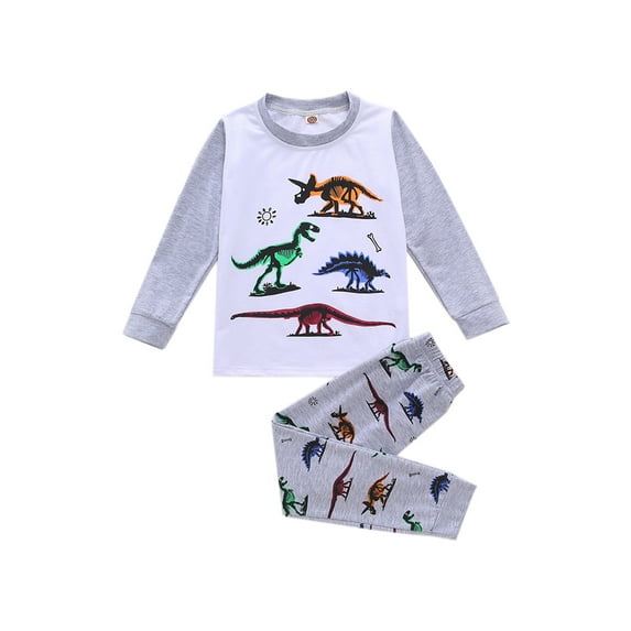 Seyurigaoka 2Pcs Kids Toddler Boys Fall Pants Set Long Sleeve Dinosaur T-Shirt Outfits Set