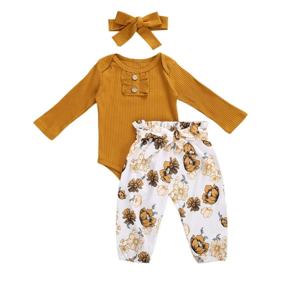 Seyurigaoka 3 PCS Baby’s Autumn Clothes, Headband for Toddler Girl, 0-18 Months