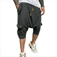 thumbnail image 1 of Seyurigaoka Autumn Men Harem Trousers, Male Breathable Solid Color Hip-hop Style Loose Pants Streetwear Casual Cropped Trousers, 1 of 6