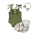 thumbnail image 1 of Seyurigaoka Baby Girl’s Suspender Jumpsuit and Flower Shorts with Headband, 1 of 9