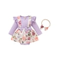 thumbnail image 1 of Seyurigaoka Baby Girls Clothes Set Floral Printed Pattern Romper and Headdress, 1 of 8