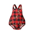 thumbnail image 1 of Seyurigaoka Baby Girls Deer Plaid Print Short Romper, Sleeveless Square Collar Jumpsuit, 1 of 8