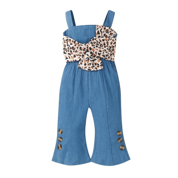 Seyurigaoka Baby Girls Jumpsuit Leopard Printed Pattern Sleeveless One-piece