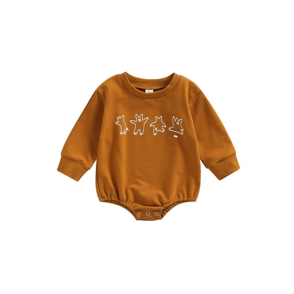 Seyurigaoka Baby Girls Jumpsuits Cartoon Bear Print Long Sleeves Round Neck Romper for Newborn Toddler Infant Kids